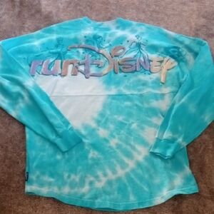 Disney 2022 Princess Half Marathon Commemorative Aqua Tie Dye Glitter LS Tee
